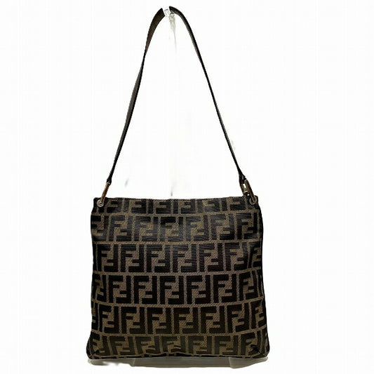 Fendi Zucca Canvas Leather Shoulder Bag