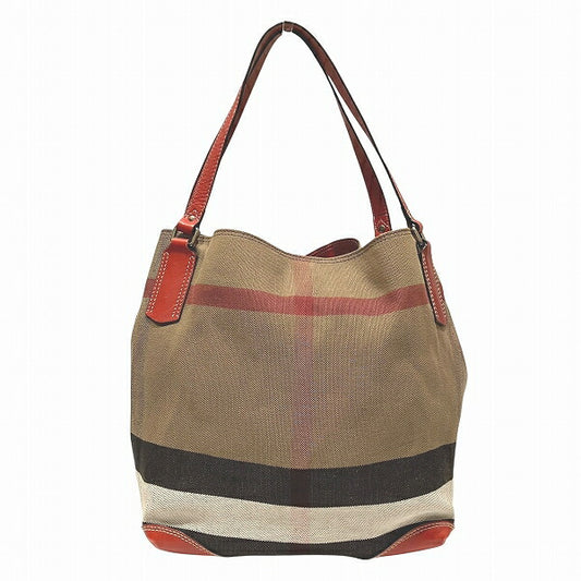 Burberry Check Canvas Tote Shoulder Bag