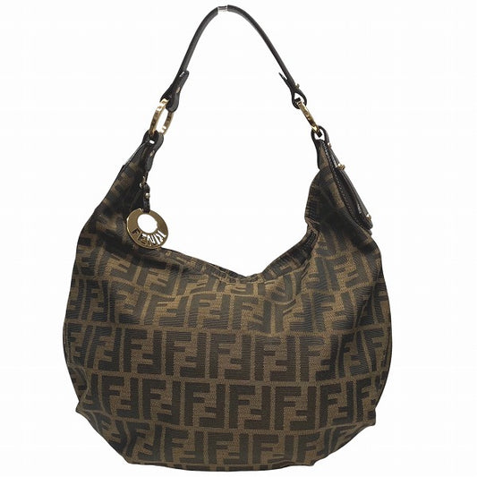 Fendi Zucca Canvas Leather Shoulder Bag