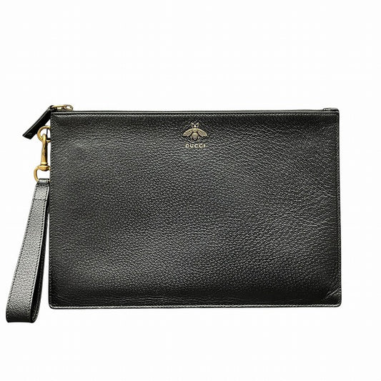 Gucci Leather Animalier Pouch Clutch 523684