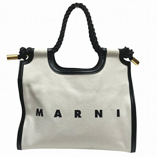 Marni Marcel Canvas White Tote Bag