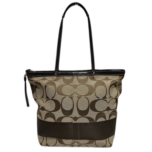 Coach Signature Canvas Leather Tote Bag F13549