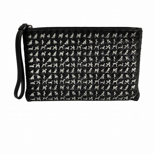 Bottega Veneta Leather Dog Motif Clutch Bag
