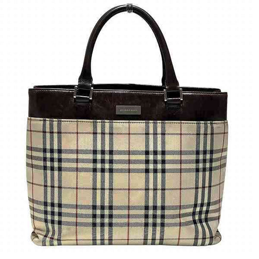 Burberry Nova Check Canvas Leather Tote Bag