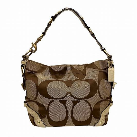 Coach Signature Canvas Leather Shoulder Bag 10619