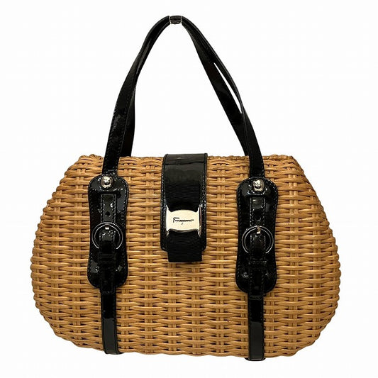 Salvatore Ferragamo Vara Ribbon Wicker Handbag