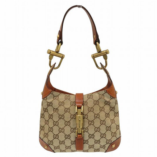 Gucci Jackie 120885 Leather Canvas Handbag