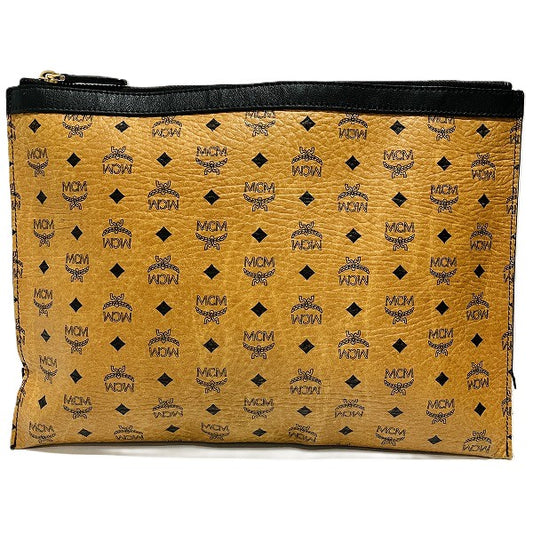 MCM Leather Clutch Bag Camel