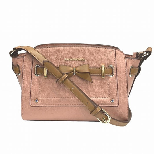 Samantha Vega Ribbon Motif Leather Pink Shoulder Bag