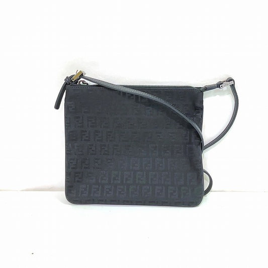 Fendi Zucchino Canvas Leather Shoulder Bag