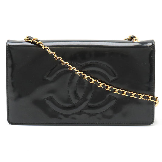 Chanel Coco Mark Patent Leather Chain Wallet