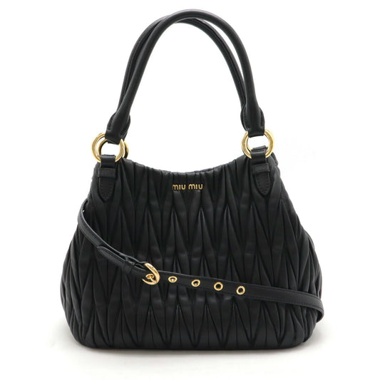 Miu Miu Leather Matelassé Gathered Handbag 5BE886