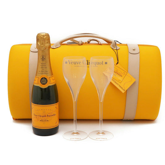 Veuve Clicquot Traveler Set Champagne Cooler Dummy Bottle Half Bottle Pair Glasses