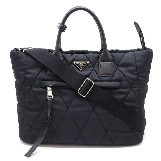 Prada Nylon Leather Tote Bag