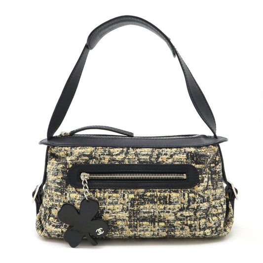 Chanel Tweed Leather Icon Print Clover Shoulder Bag