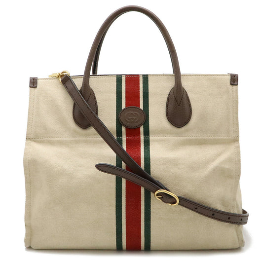 Gucci Canvas Leather Tote Bag 2WAY