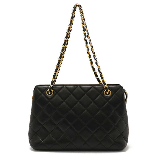 Chanel Lambskin Chain Tote Bag Black