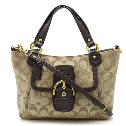 Coach Signature Satin Canvas Leather 2WAY Handbag