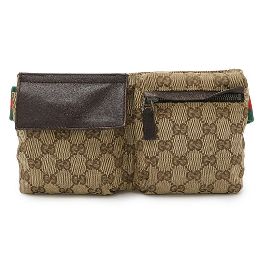 Gucci GG Canvas Leather Waist Bag 162962
