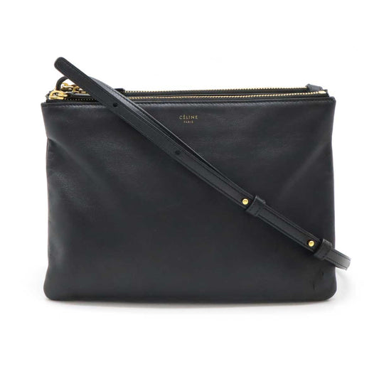 Celine Trio Large Lambskin Shoulder Bag Black