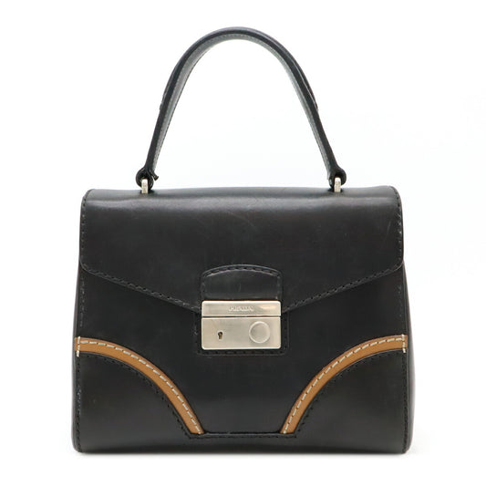 Prada Leather Stitch Rim Flap Handbag