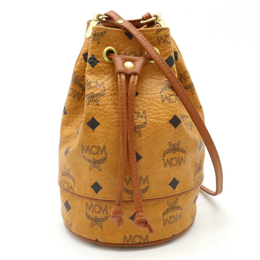 MCM Visetos Logo Drawstring Shoulder Bag