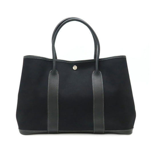 Hermes Garden Party PM Tote Bag Canvas Leather Black