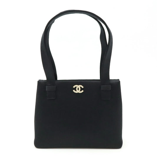 Chanel Coco Mark Satin Handbag Black
