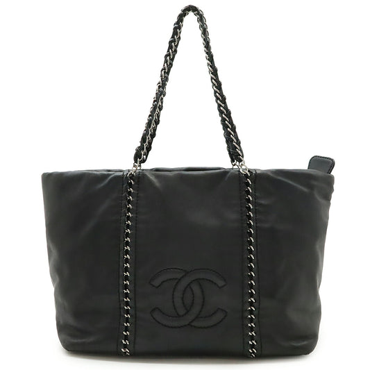 Chanel Leather Coco Mark Chain Shoulder Tote Bag