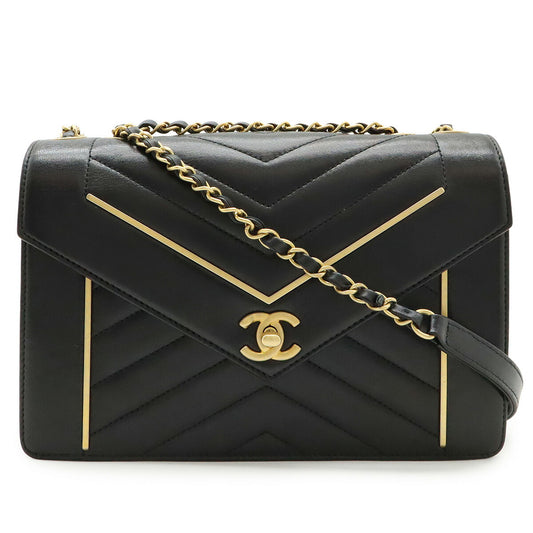 Chanel Lambskin Chevron Chain Shoulder Bag