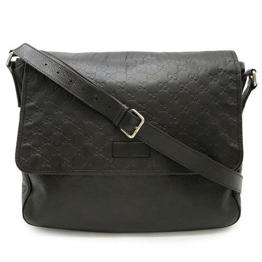 Gucci Leather Messenger Bag Dark Brown