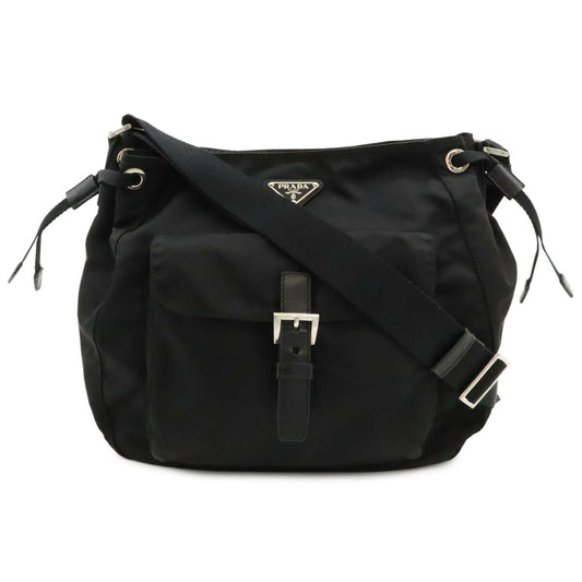 Prada Nylon Leather Triangle Logo Shoulder Bag