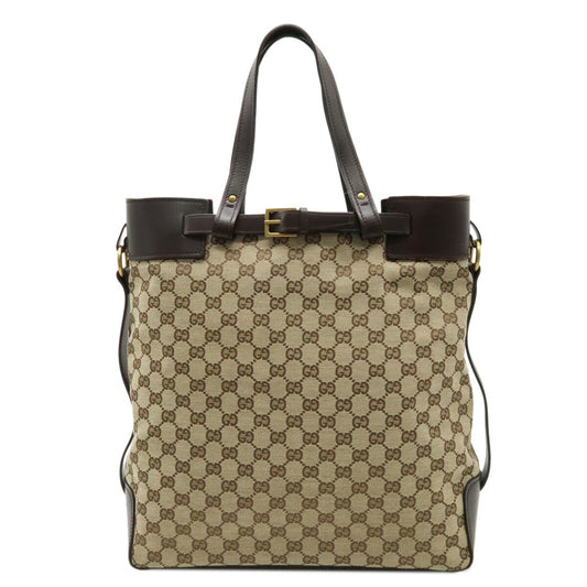 Gucci GG Canvas Leather Tote Bag 107756