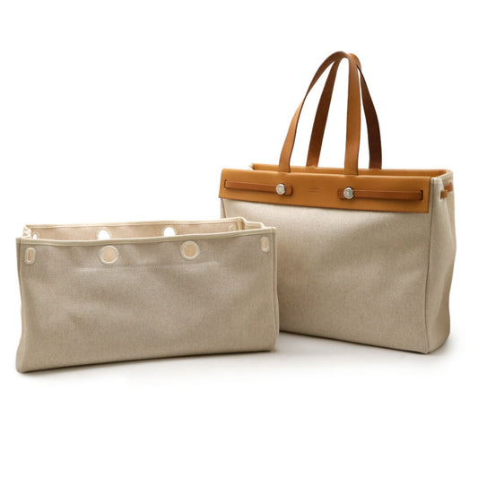 Hermes Toile Ash Leather Cabas MM Tote Bag