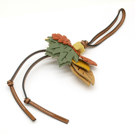 Loewe Leather Leaf Bag Charm Anagram Cube