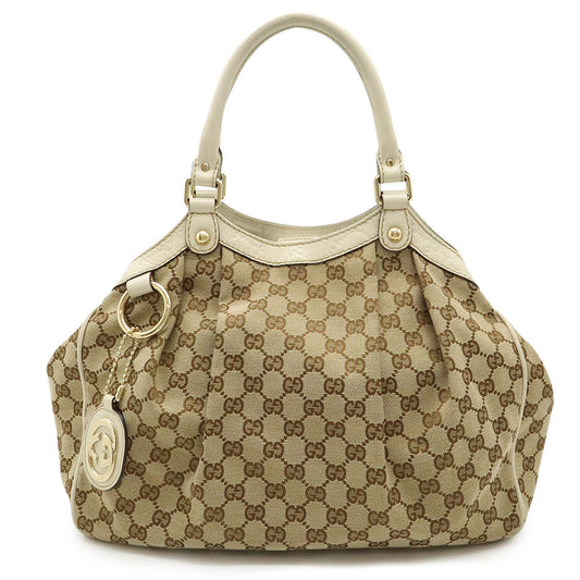 Gucci Sukey GG Canvas Leather Tote Bag