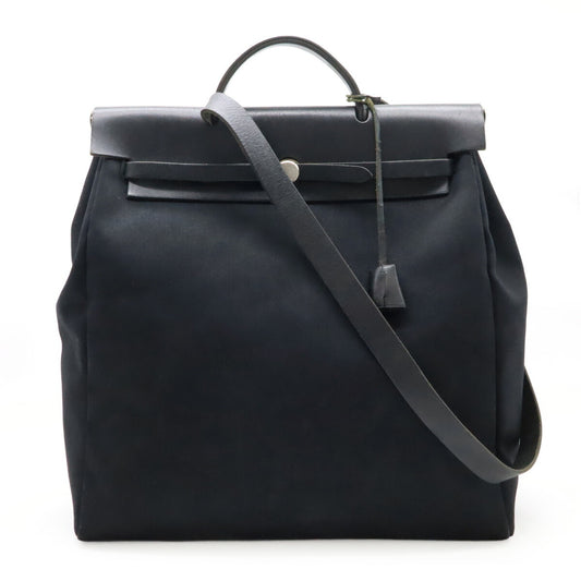 Hermes Aile Bag MM Leather Handbag Black