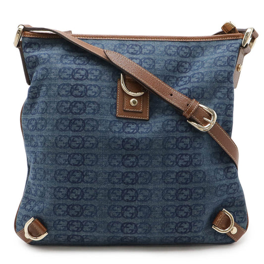 Gucci Denim Canvas Leather Shoulder Bag