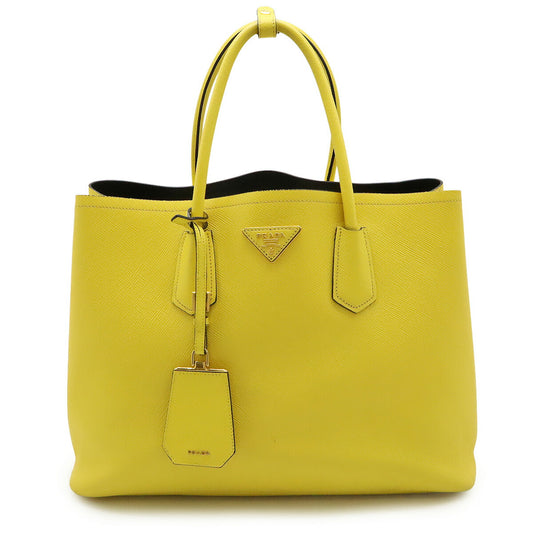 Prada Leather Triangle Logo Double Tote Bag