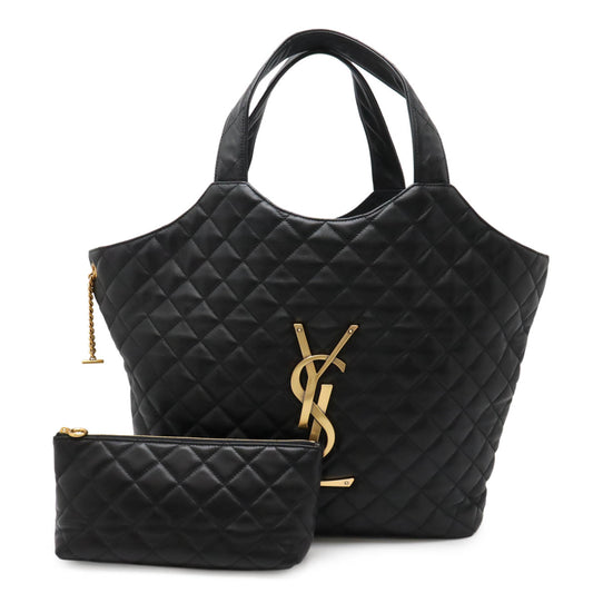 Yves Saint Laurent Lambskin Maxi Shopping Tote Bag