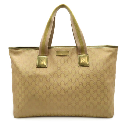 Gucci GG Canvas Metallic Leather Tote Bag