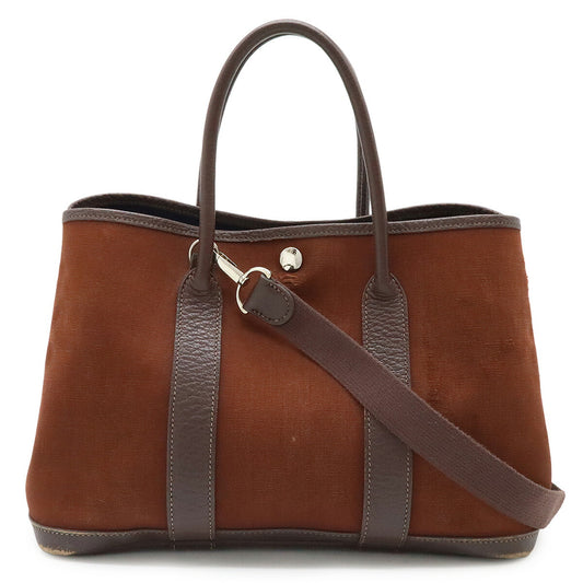 Hermes Garden Party TPM Canvas Leather Tote Bag