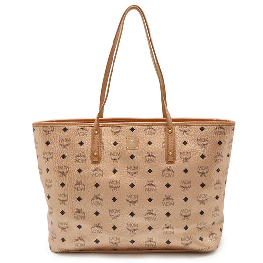 MCM Visetos Logo Tote Bag Metallic Pink