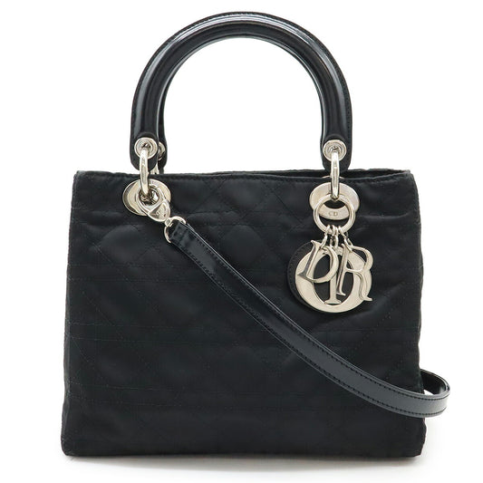 Dior Lady Dior Nylon Handbag Black