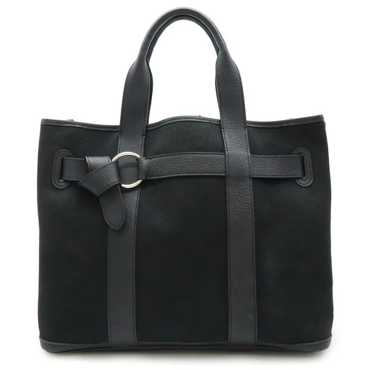 Hermes Canvas Leather Tote Bag Black