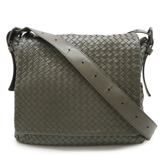 Bottega Veneta Leather Shoulder Bag Khaki Gray