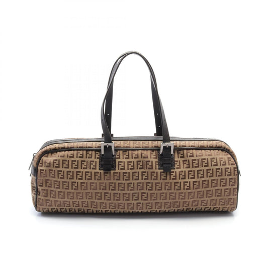 Fendi Zucchino Canvas Leather Handbag
