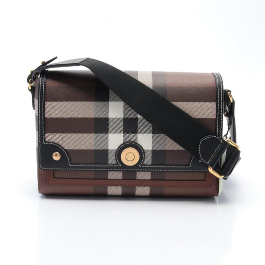 Burberry Vintage Check Shoulder Bag PVC Canvas Leather