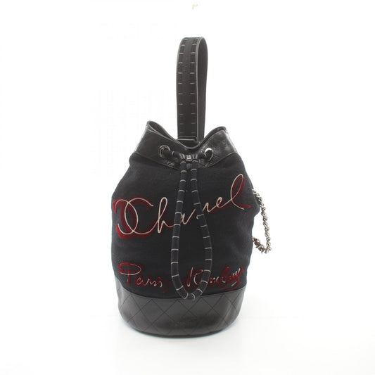 Chanel Wool Leather Coco Mark Shoulder Bag