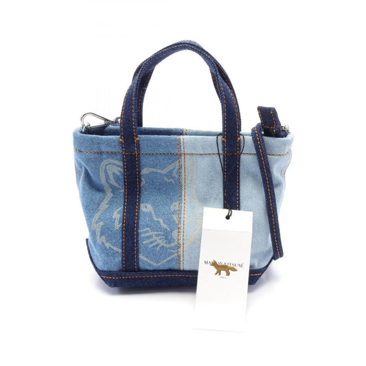 Maison Kitsune Fox Head Mini Tote Bag Denim
